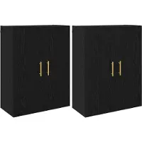vidaXL Armoire murale, 2 pièces, noire, imitation chêne, 69,5 x 34 x 90 cm