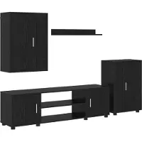 vidaXL Ensemble de meubles TV 4 pcs Noir imitation chêne Matériau dérivé du bois