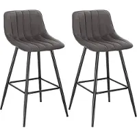 Happyment Tabouret de bar de luxe Mambia - Industriel - Gris - Avec dossier - Velours - Réglable en hauteur - Chaise de bar 1 pièce pièce - Cuisine & Bar