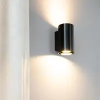LUSENZ - Applique murale cylindrique 10W GU10 noir brossé up/down light IP20 dimmable