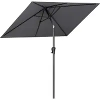 LifeGoods Parasol - Jardin - 210x140cm - 30° inclinable - Imperméable - UPF50+ - Gris foncé
