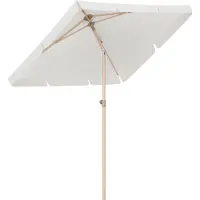 LifeGoods Parasol - Jardin - Parasol de balcon - 200x125cm - 30° inclinable - Imperméable - UPF50+ - Revêtement en bois - Crème