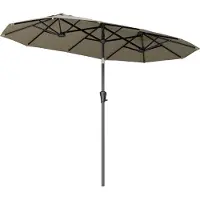 LifeGoods Parasol double - jardin - 160x300cm - jusqu'à 8 personnes - imperméable - UPF50+ - Taupe
