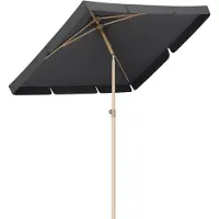 LifeGoods Parasol - Jardin - Parasol de balcon - 200x125cm - 30° inclinable - Imperméable - UPF50+ - Revêtement en bois - Gris foncé