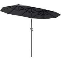 LifeGoods Parasol double - jardin - 160x300cm - jusqu'à 8 personnes - imperméable - UPF50+ - gris foncé