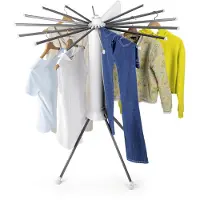 Easymaxx Support à linge , 112x125 cm, blanc/gris. Étagère à linge, séchoir à linge pliable, portant à vêtements – pour l'organisation et la gestion de la maison