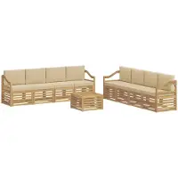 vidaXL Ensemble de salon de jardin 9 pièces, blanc et beige, en polyester