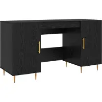 vidaXL Bureau noir imitation bois chêne, fabriqué en panneaux de particules