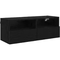 vidaXL Meuble TV mural noir imitation chêne 80 x 30 x 30 cm