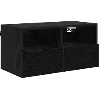 vidaXL Meuble TV mural noir imitation chêne 60 x 30 x 30 cm