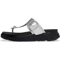 FitFlop pour femme. A2S-011 Sandales à boucle Gen-FF en cuir argenté (38), 1 à 3 cm, Aucun, Casuel