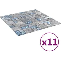 vidaXL Carrelage en mosaïque 11 pcs Gris et bleu 50 x 50 cm Verre