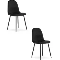 Leobert Chaise - - Padva - Velours Noir/Pieds Noirs - 44,5 X 53 X 87 Cm - Lot De 2