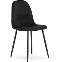 Leobert Chaise - - Padva - Velours Noir/Pieds Noirs - 44,5 X 53 X 87 Cm
