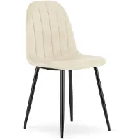 Leobert Chaise - - Padva - Velours Beige Clair/Pieds Noirs - 44,5 X 53 X 87 Cm