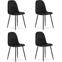 Leobert Chaise - - Padva - Velours Noir/Pieds Noirs - 44,5 X 53 X 87 Cm - Lot De 4