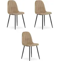 Leobert Chaise - - Padva - Velours Marron/Pieds Noirs - 44,5 X 53 X 87 Cm - Lot De 3