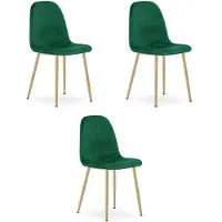 Leobert Chaise - - Padva - Velours Vert/Pieds Chêne - 44,5 X 53 X 87 Cm - Lot De 3