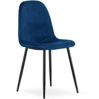 Leobert Chaise - - Padva - Velours Bleu Marine/Pieds Noirs - 44,5 X 53 X 87 Cm