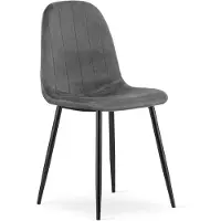Leobert Chaise - - Padva - Velours Gris Foncé/Pieds Noirs - 44,5 X 53 X 87 Cm