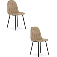 Leobert Chaise - - Padva - Velours Marron/Pieds Noirs - 44,5 X 53 X 87 Cm - Lot De 2