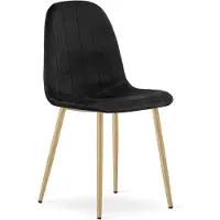 Leobert Chaise - - Padva - Velours Noir/Pieds Chêne - 44,5 X 53 X 87 Cm