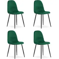 Leobert Chaise - - Padva - Velours Vert/Pieds Noirs - 44,5 X 53 X 87 Cm - Lot De 4