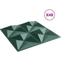 vidaXL Panneaux muraux 48 pcs Vert Origami 50 x 50 cm Mousse XPS