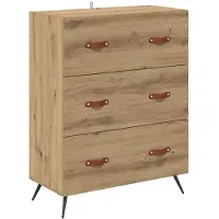 vidaXL Commode 3 tiroirs, style artisanal, chêne clair, 69,5 x 34 x 90 cm
