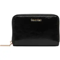 Calvin Klein Porte-monnaies 'Foil Logo Zip-around Glossy' noir