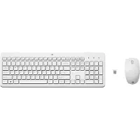 HP Souris et clavier sans fil 230 (combinaison), taille standard, sans fil, technologie RF, clavier à membrane, couleur blanche, souris incluse