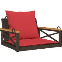 vidaXL Fauteuil suspendu avec coussin, marron, 63 x 62 x 40 cm, rotin synthétique