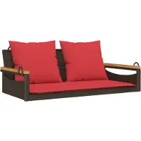 vidaXL Banc suspendu avec coussins, marron, 109 x 62 x 40 cm, rotin synthétique