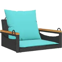 vidaXL Fauteuil suspendu avec coussin noir 63x62x40 cm Poly rotin