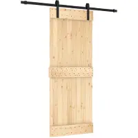 vidaXL Porte coulissante , finition naturelle et noire, 80 x 210 cm, pin massif
