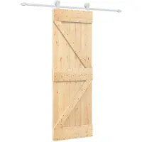 vidaXL Porte coulissante , finition naturelle et blanche, 70 x 210 cm, pin massif