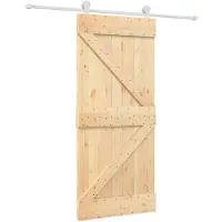 vidaXL Porte coulissante , finition naturelle et blanche, 90 x 210 cm, en pin massif