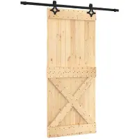 vidaXL Porte coulissante , finition naturelle et noire, 90 x 210 cm, pin massif