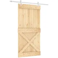 vidaXL Porte coulissante , finition naturelle et blanche, 100 x 210 cm, pin massif