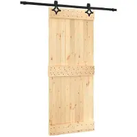 vidaXL Porte coulissante , finition naturelle et noire, 85 x 210 cm, pin massif