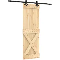 vidaXL Porte coulissante , finition naturelle et noire, 70 x 210 cm, pin massif