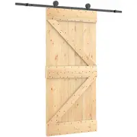 vidaXL Porte coulissante , finition naturelle et noire, 95 x 210 cm, pin massif