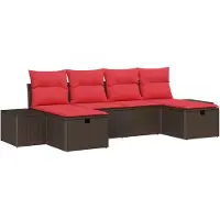 vidaXL Ensemble de canapés de jardin , 6 pièces, couleur marron, en polyrotin