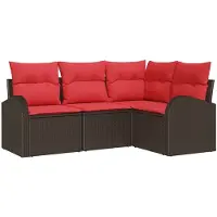 vidaXL Ensemble de canapés de jardin en rotin synthétique marron