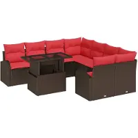 vidaXL Ensemble de canapés de jardin , 9 pièces, couleur marron, en polyrotin