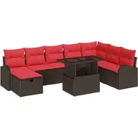 vidaXL Ensemble de canapés de jardin , 9 pièces, couleur marron, en polyrotin