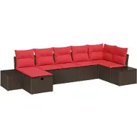 vidaXL Ensemble de canapés de jardin , 7 pièces, couleur marron, en polyrotin