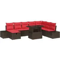 vidaXL Ensemble De Canapé De Jardin 9 Pcs Marron Poly Rotin