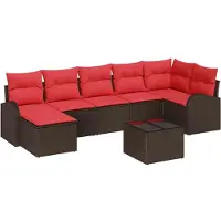 vidaXL Ensemble de canapés de jardin , 8 pièces, couleur marron, matériau synthétique : rotin synthétique