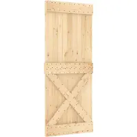 vidaXL Porte coulissante , finition naturelle et noire, 80 x 210 cm, pin massif